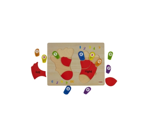 TOOKY TOY Edukacyjna Drewniana Układanka Stopy Nauka Liczenia i Kolorów