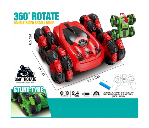 WOOPIE Zdalnie Sterowane Auto RC Akrobata Rotacja 360 z Pilotem 2,4 GHz