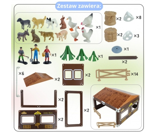 WOOPIE Zestaw Mały Rolnik Farma Zagroda + Zwierzęta i Akcesoria