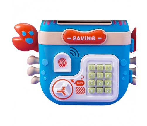 WOOPIE Elektroniczna Skarbonka Sejf Bankomat na Pin Kod Dostępu Krab Plecak Niebieski