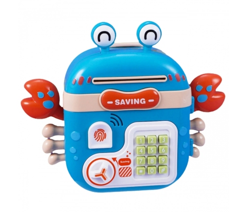 WOOPIE Elektroniczna Skarbonka Sejf Bankomat na Pin Kod Dostępu Krab Plecak Niebieski