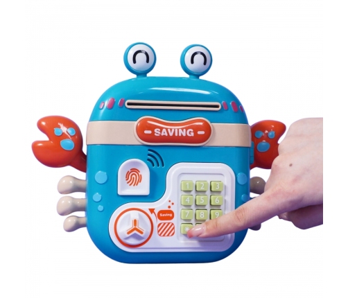 WOOPIE Elektroniczna Skarbonka Sejf Bankomat na Pin Kod Dostępu Krab Plecak Niebieski