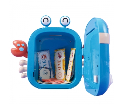 WOOPIE Elektroniczna Skarbonka Sejf Bankomat na Pin Kod Dostępu Krab Plecak Niebieski