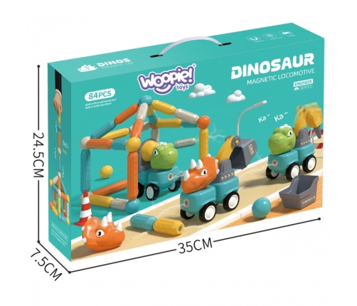 WOOPIE Klocki Magnetyczne Dinozaury Konstrukcyjne 84 el.