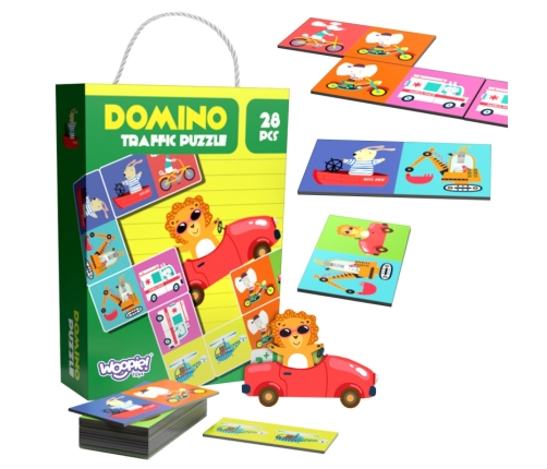 WOOPIE Gra Edukacyjna Transport Zwierzęta Puzzle Domino Montessori