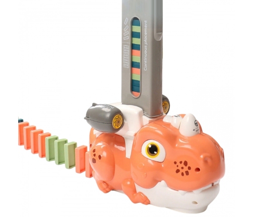 WOOPIE Elektryczna Ciuchcia Lokomotywa do Klocków Domino Dinozaur Pomarańczowy