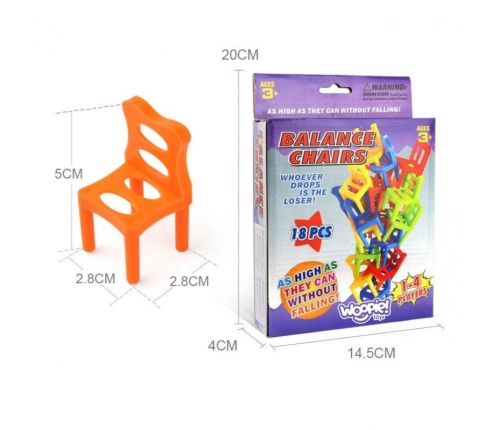 WOOPIE Gra Zręcznościowa Balansujące  Krzesła Układanka Stosy3+