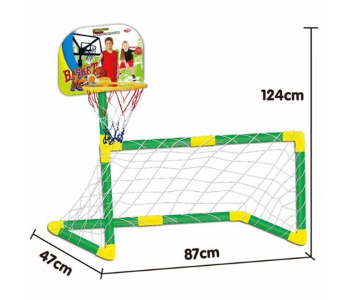 WOOPIE Zestaw 2w1 Koszykówka Bramka do Piłki Nożnej+ Piłki