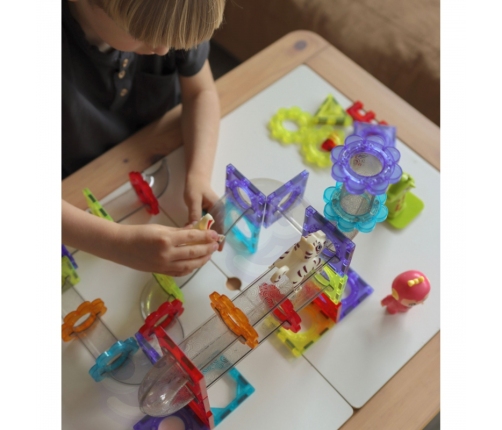 WOOPIE Klocki Magnetyczne Tor Kulkowy Zwierzęcy Raj 104 el.