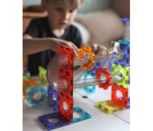 WOOPIE Klocki Magnetyczne Tor Kulkowy Zwierzęcy Raj 104 el.