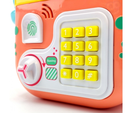 WOOPIE Elektroniczna Skarbonka Sejf Bankomat na Pin Kod Dostępu Krab Plecak Pomarańczowy