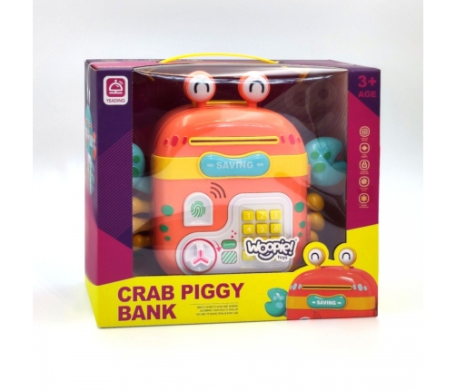 WOOPIE Elektroniczna Skarbonka Sejf Bankomat na Pin Kod Dostępu Krab Plecak Pomarańczowy