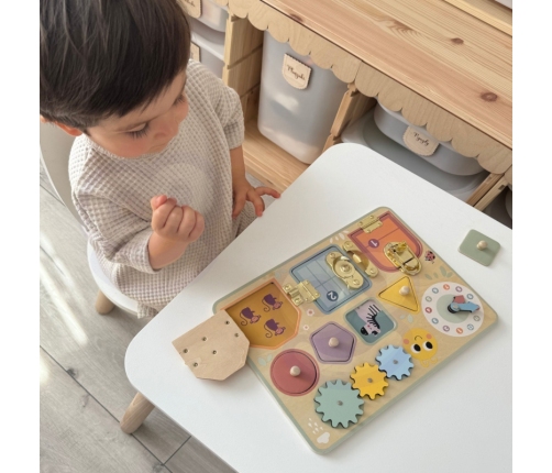 TOOKY TOY Tablica Manipulacyjna Zamki Zębatki Sorter Zegar