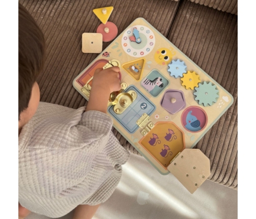 TOOKY TOY Tablica Manipulacyjna Zamki Zębatki Sorter Zegar