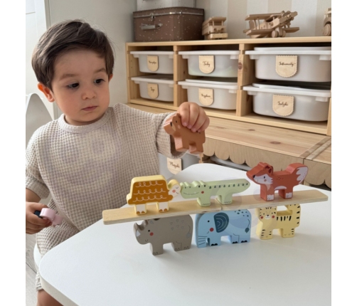 TOOKY TOY Drewniane Klocki Układanka Zwierzątka Montessori 9 el.