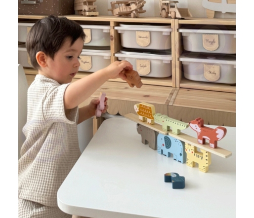 TOOKY TOY Drewniane Klocki Układanka Zwierzątka Montessori 9 el.