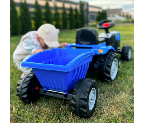 WOOPIE Traktor na Pedały Farmer GoTrac MAXI PLUS z Przyczepą Niebieski Ciche Koła