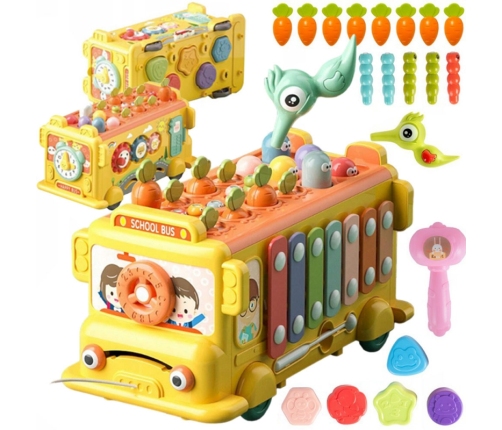 WOOPIE BABY Interaktywny Autobus Montessori Edukacyjny 6w1 Młoteczek Cymbałki +18 m