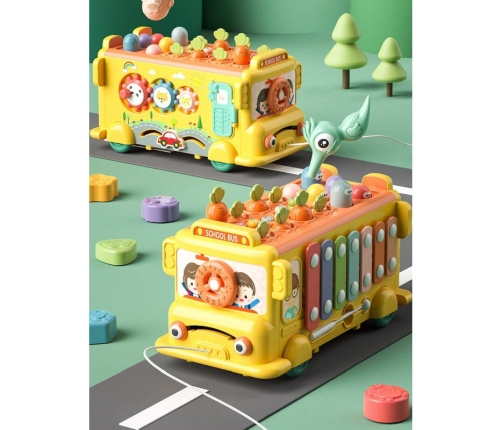 WOOPIE BABY Interaktywny Autobus Montessori Edukacyjny 6w1 Młoteczek Cymbałki +18 m