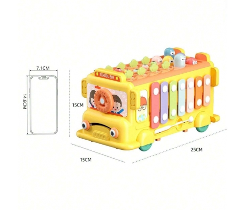 WOOPIE BABY Interaktywny Autobus Montessori Edukacyjny 6w1 Młoteczek Cymbałki +18 m