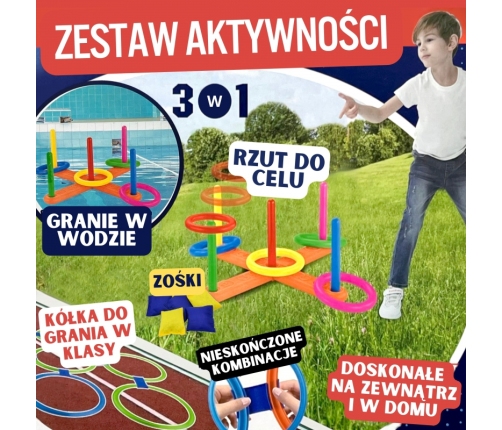 WOOPIE Zestaw 3w1 Serso Gra w Klasy Cornhole Rzut do Celu Woreczkami