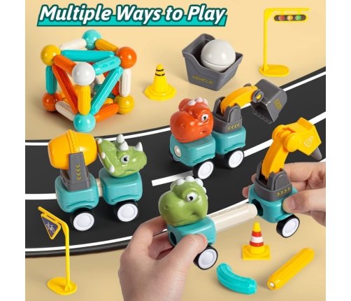 WOOPIE Klocki Magnetyczne Dinozaury Konstrukcyjne 84 el.