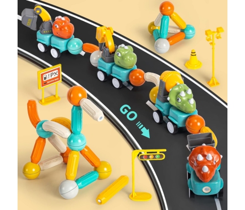 WOOPIE Klocki Magnetyczne Dinozaury Konstrukcyjne 84 el.