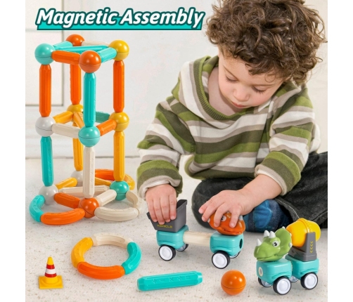 WOOPIE Klocki Magnetyczne Dinozaury Konstrukcyjne 84 el.