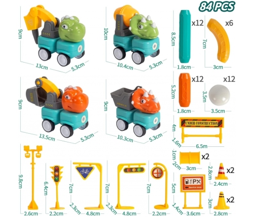 WOOPIE Klocki Magnetyczne Dinozaury Konstrukcyjne 84 el.