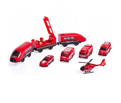 WOOPIE Kolejka Elektryczna Tor Samochodowy Straż Helikopter Auta 92 el.