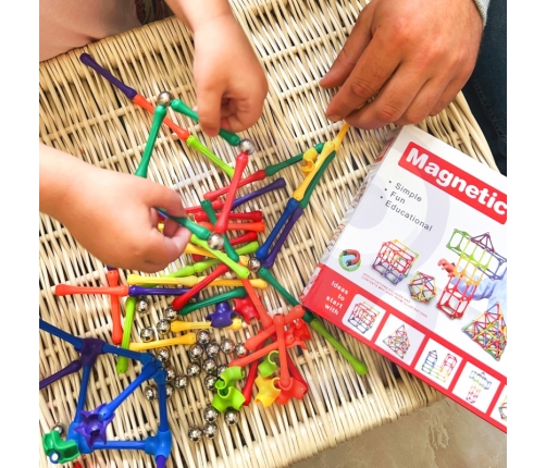 WOOPIE Klocki Magnetyczne Konstrukcyjne Układanka Kreatywna 110 el.