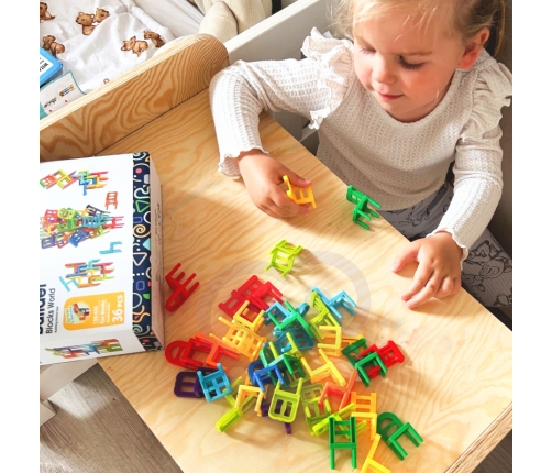 WOOPIE Gra Zręcznościowa Układanka Klocków Balansujące Krzesła 36 el.