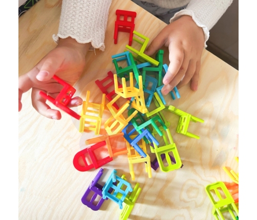 WOOPIE Gra Zręcznościowa Układanka Klocków Balansujące Krzesła 36 el.