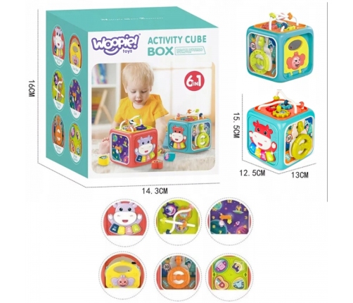 WOOPIE Interaktywna Kostka Sensoryczna Edukacyjna Montessori Sorter 6w1