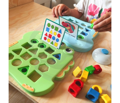 WOOPIE Układanka Montessori Dinozaur Gra Zręcznościowa Dopasuj Kształty