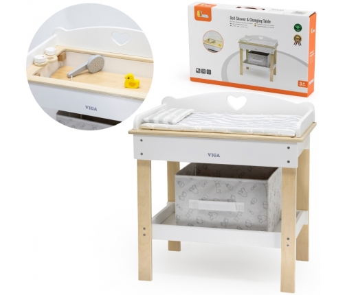 VIGA Drewniany Przewijak 2w1 Wanienka dla Lalek