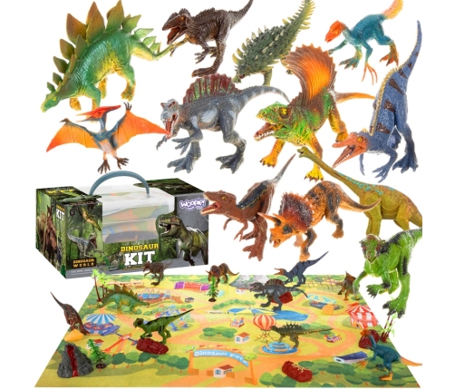 WOOPIE Duży Zestaw Figurki Dinozaury XXL + Mata 