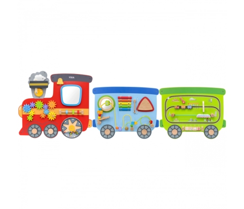 VIGA Drewniana Tablica Sensoryczna-Manipulacyjna EDU Pociąg