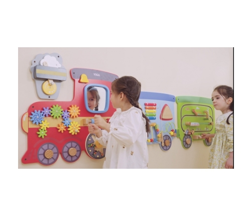 VIGA Drewniana Tablica Sensoryczna-Manipulacyjna EDU Pociąg