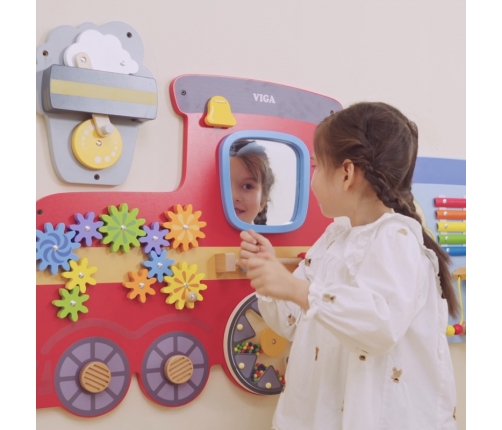 VIGA Drewniana Tablica Sensoryczna-Manipulacyjna EDU Pociąg