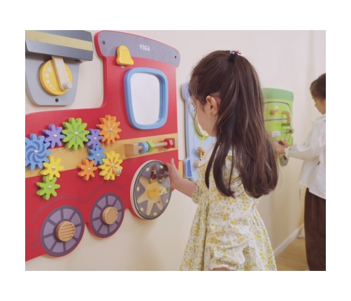 VIGA Drewniana Tablica Sensoryczna-Manipulacyjna EDU Pociąg