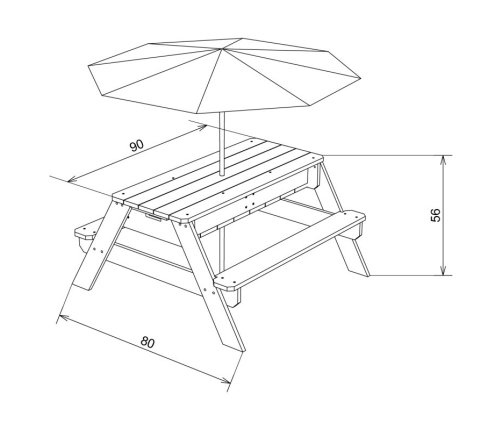 AXI Stół Piknikowy Nick z Pojemnikami na Piasek/Wodę z Parasolem