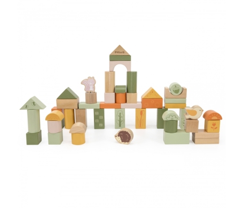 VIGA PolarB Drewniane Klocki Bloki Montessori Zwierzęta 50 el.