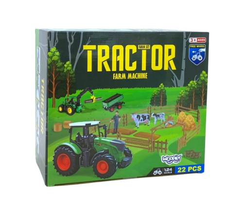 WOOPIE Zestaw Mini Farma Traktor Zwierzęta Osada Farma Rolnik Narzędzia