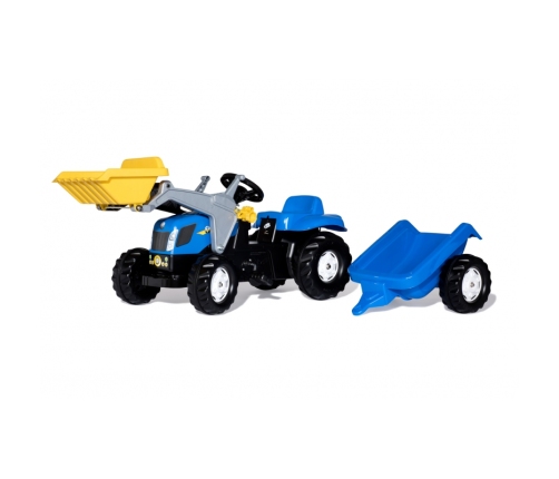 Rolly Toys rollyKid-X New Holland rollyKid Traktor z łyżką i przyczepką Niebieski