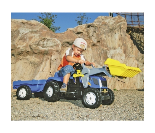 Rolly Toys rollyKid-X New Holland rollyKid Traktor z łyżką i przyczepką Niebieski