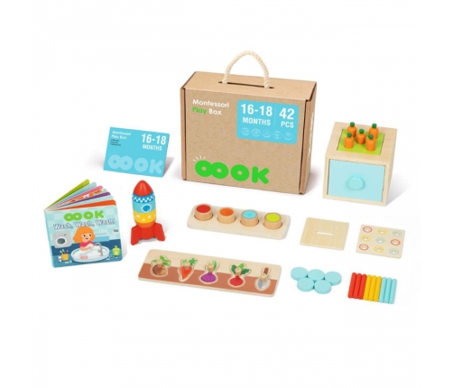 TOOKY TOY Box Pudełko XXL Montessori Edukacyjne 7w1 Sensoryczne 16-18 Mies.