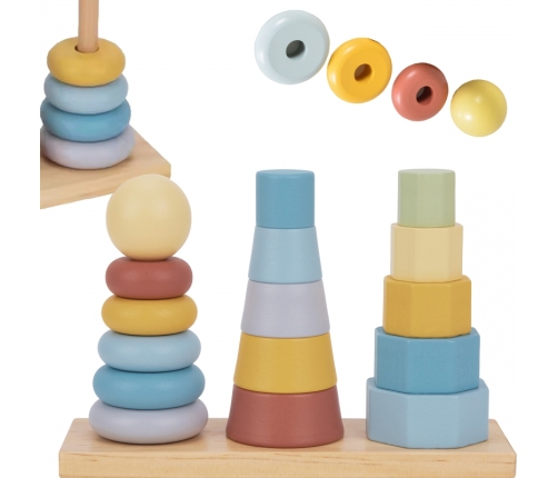 TOOKY TOY Trzy Wieże Układanka w Stosy Sorter Montessori