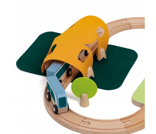 CLASSIC WORLD Zestaw Kolejka Tor Drewniany Pociąg + Sorter Kształtów 40 el.