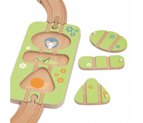 CLASSIC WORLD Zestaw Kolejka Tor Drewniany Pociąg + Sorter Kształtów 40 el.